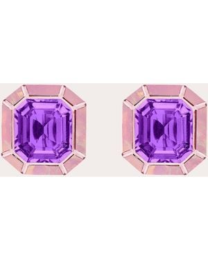 Goshwara Amethyst & Opal Mélange Stud Earrings - Purple