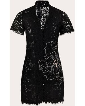 Francesca Miranda Moonlace Embroidered Floral Lace Mini Dress - Black