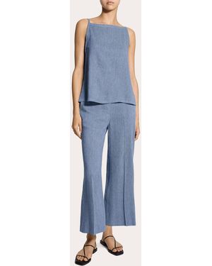 Theory Fluid Linen Square Neck Apron Top - Blue