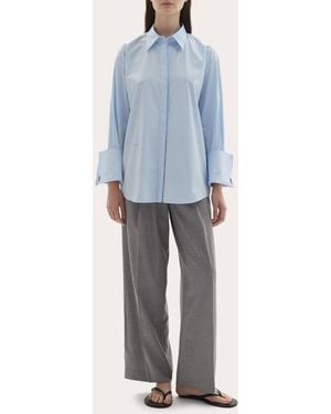 JOAEN Lowell Italian Cotton Button-Up Top - Blue