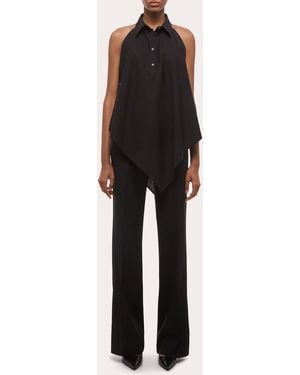 Helmut Lang Poplin Collared Scarf Top - Black