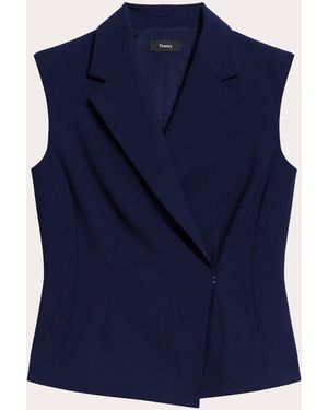 Theory Good Wool Hourglass Wrap Vest - Blue