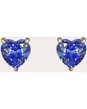 Anabela Chan Royal Sapphire Mini Heart Stud Earrings 18K - Blue