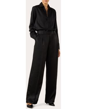 With Nothing Underneath Rampling Satin Tencel Wide-Leg Pants - Black