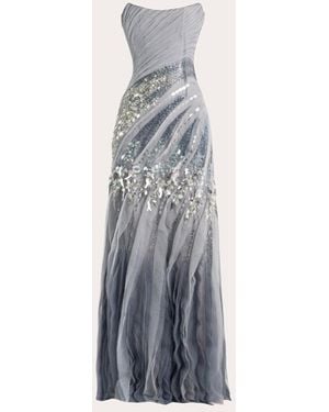 Francisco Arce Sora Embellished Bias Tulle Gown - White