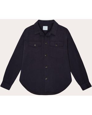 With Nothing Underneath Stow Brushed Twill Overshirt - Blue