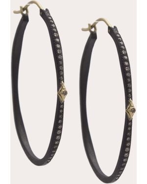 Armenta Diamond & Blackened Two-Tone Hoop Earrings
