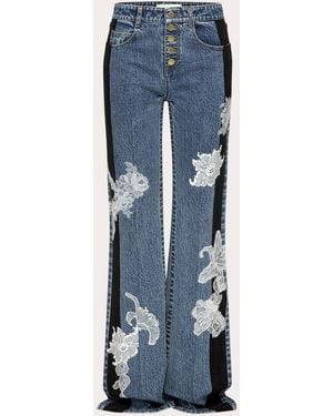 Hellessy Zion Embroidered Lace Straight-Leg Jeans - Blue