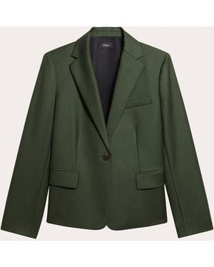 Theory Sleek Flannel Slim Single-Breasted Blazer - Green