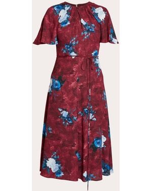 Erdem Floral Crepe Gathered Midi Dress Viscose/Silk