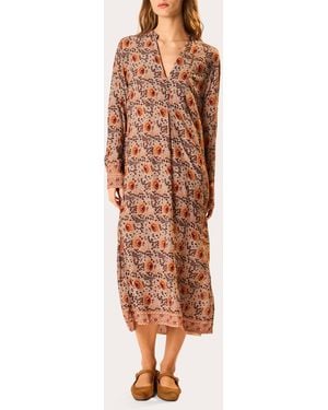 Natalie Martin Valerie Floral V-Neck Midi Dress Rayon - Multicolor