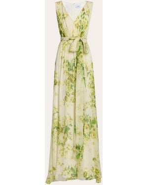 Erdem Floral Silk Creponne Pleated Sleeveless Gown - Green