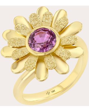 Future Fortune Sapphire & 18K Mini Wildflower Ring - Metallic