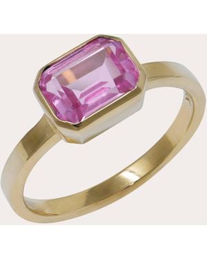 Anzie Sapphire Cléo Emily Baguette Bezel Ring 14K - Pink