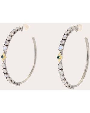 Armenta Moonstone & Spinel Two-Tone Hoop Earrings - Natural