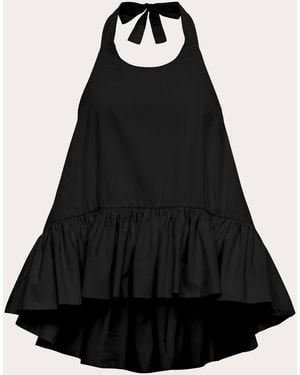 Azeeza Winston Poplin High-Low Halter Top - Black