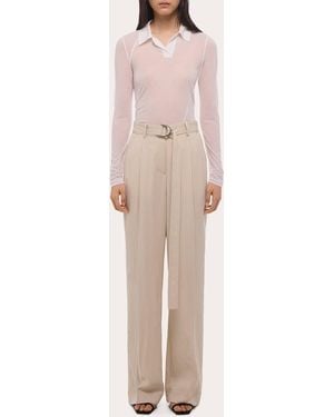 Helmut Lang Pleated Twill Relaxed Pants - Natural