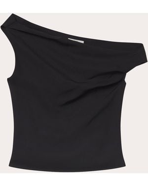 Co. Asymmetric Draped Off-Shoulder Top - Black