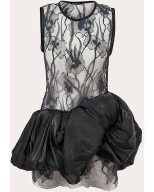 BYVARGA Nori Sheer Floral Lace Bubble Mini Dress - Black