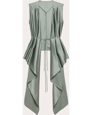 Helmut Lang Silk Reversible Draped Scarf Top - Green