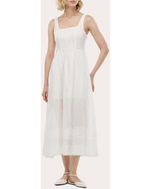 Waimari Alba Embroidered Cotton Corset Midi Dress - Natural