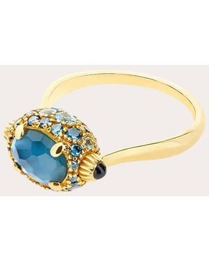 Nanis Italian Jewels Sapphire & Topaz 18K Reversible Ring - Blue