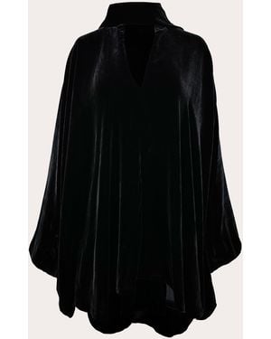 Azeeza Emlyn Velvet Tie-Neck Mini Dress - Black