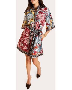 mestiza Aracati Patchwork Twill Mini Shirt Dress Polyester - Red