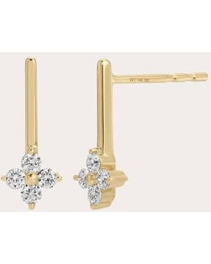 EF Collection Diamond Fleur Bar Stud Earrings - Natural