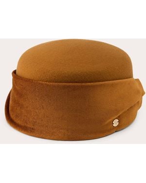 Helen Kaminski Savoy Knotted Wool Felt Pillbox Cap - Brown