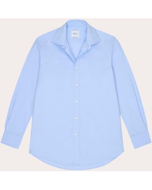 With Nothing Underneath The Boyfriend Fine Poplin Shirt - Blue