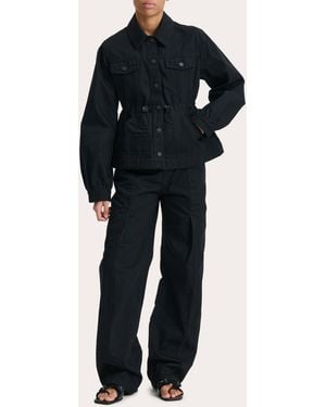 Cecilie Bahnsen Candida Drawcord Peplum Denim Jacket - Blue