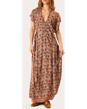 Natalie Martin Monica Floral V-Neck Maxi Dress Rayon - Multicolor