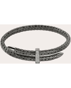 John Hardy Diamond Blackened Spear Pavé Flex Cuff