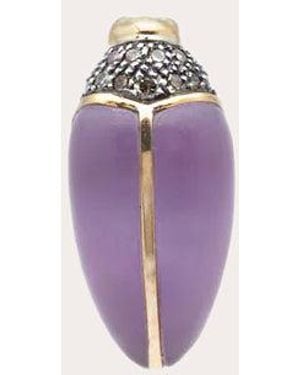 Bibi Van Der Velden Amethyst & Diamond Mini Scarab Stud Earring - Purple