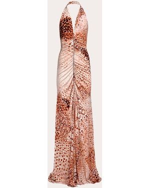 Francesca Miranda Blush Line Jersey Ruched Halter Gown - Pink