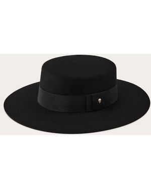 Helen Kaminski Suite Grosgrain Wool Felt Boater - Black