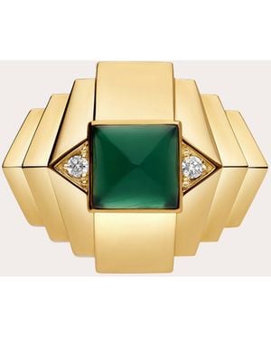 Statement Paris Diamond & Agate Rockaway Mini Pyramid Ring - Metallic