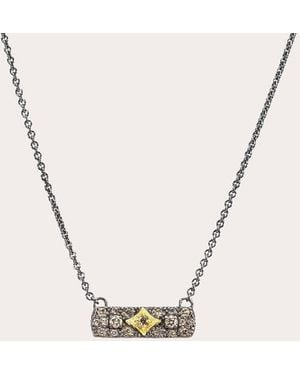 Armenta Diamond & Blackened Two-Tone Crivelli Bar Necklace - Metallic