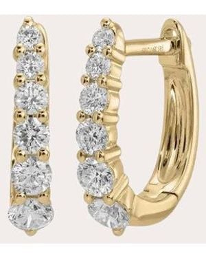 EF Collection Diamond Prong Mini Maeve Huggie Earrings - Metallic