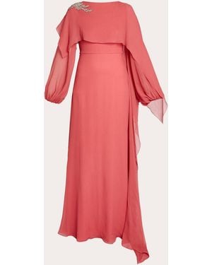 Erdem Crystal Silk Chiffon Asymmetric Drape Gown - Pink