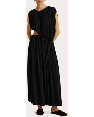Marina Moscone Jersey Cutout Gathered Drape Maxi Dress - Black