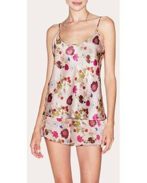 La Perla Floral-Print Silk-Satin Pajama Set - Pink