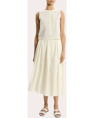 Theory Corded Cotton Button Shell Top - Natural