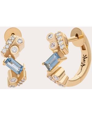 Preeti Sandhu Aquamarine & Diamond Ethereal Nugget Huggie Earrings - Metallic