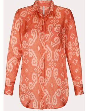 Aguaclara Palais Des Orangers Cotton Silk Button-Up Top Cotton/Silk - Red