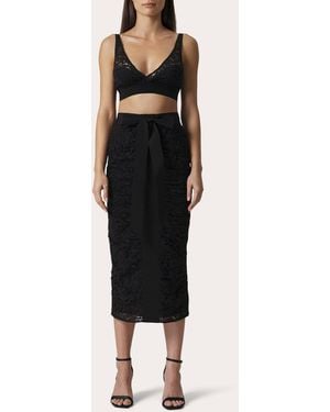 Santicler Katia Grosgrain Lace Midi Skirt - Black