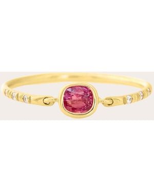 Yi Collection Diamond & Raspberry Spinel Petite Circle Ring - Pink