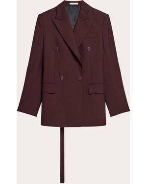 Helmut Lang Wool Belted Double-Breasted Blazer - Purple