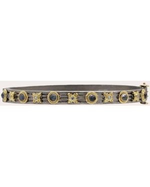 Armenta Quartz & Diamond Blackened Two-Tone Bangle - Natural